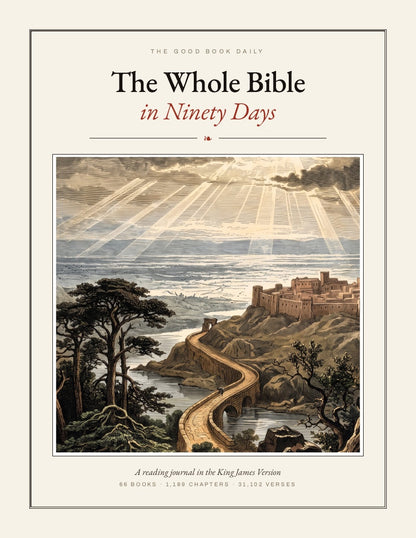The Whole Bible in Ninety Days — journal cover with an engraved winding road toward a hilltop city